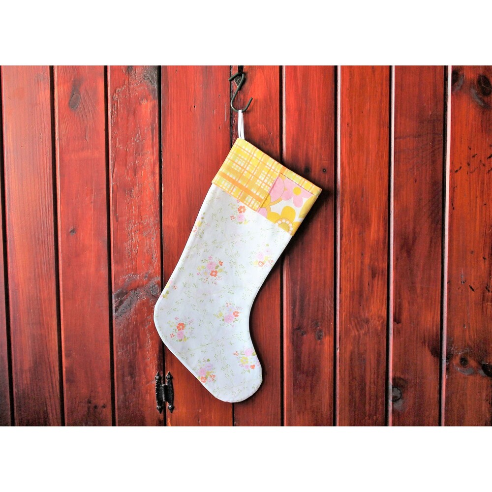 Upcycled Floral Christmas Stocking